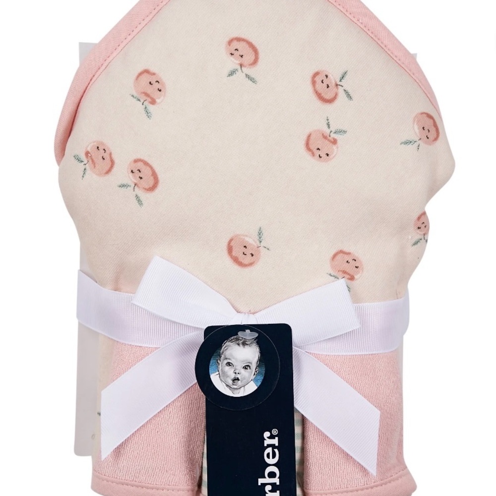 NWT Gerber Pink Baby Hooded Towel Set